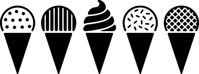 Vector art of variety of ice cream cones
