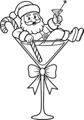 Fototapeta premium Cartoon santa vector illustration of a man with a candy cane