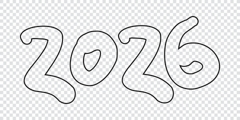 2026 lettering. Black figures isolated on white background. Vector typography design. Black numbers 2026 Year of the Horse New Year is coming