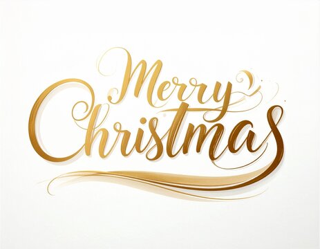 Elegant merry christmas lettering design with swirling script on white Background