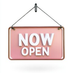 Attract customers instantly with this stylish 'Now Open' hanging sign, perfect for any modern business seeking to announce its welcome