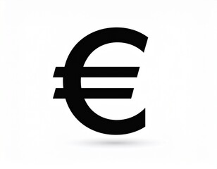 Black Euro Symbol on White Background Simple Graphic for Finance and Economy white 