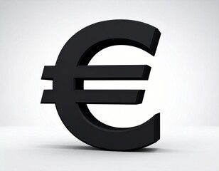 Obraz premium Black Euro Symbol on White Background Simple Graphic for Finance and Economy white 