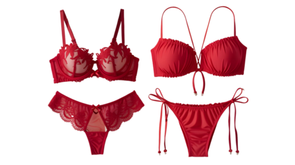 Sultry red lingerie set to ignite passion, featuring delicate lace details and a modern design, perfect for romance and intimate moments
