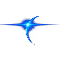 Blue light flare  flash light streak ray  large light flare behind the planet clean png