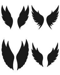 Each design showcases smooth curves and sharp feather details, perfect for logo design, tattoo art, fantasy illustrations, or decorative graphic elements.