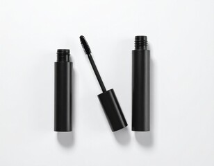 Unbranded mascara tube set PNG top view for makeup and beauty product mockups.