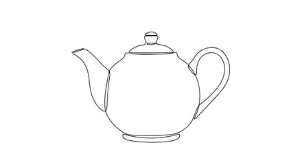 Minimalist line art of a classic teapot drawn with clean contours, perfect for elegant kitchen or tea-related design.