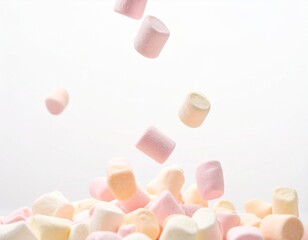 Marshmallows candy falling down set PNG. Marshmallow suspended in air isolated. Tasty 