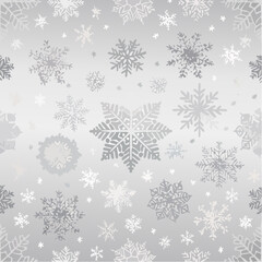 Silver Snowflake Seamless Vector Pattern