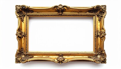 antique gold frame isolated white Background 