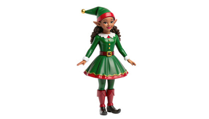 A festive Christmas elf doll in green attire, joyfully capturing the spirit of Christmas, ready for the upcoming holiday season. Isolated On Transparent and White Background