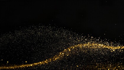 Golden glitter wave on a dark background.