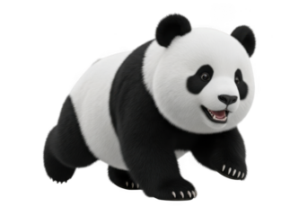 Cartoon panda bear walking cute animal mammal wildlife zoo illustration graphic design element isolated on transparent background