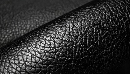 Detailed Close-Up of Black Leather Texture.