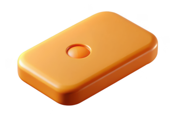 Realistic 3d rendered orange soap bar with central indentation for liquid dispensing, perfect for hygiene products isolated on transparent background
