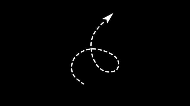Animated long dotted arrow line used for path indication, timeline progress, or direction symbol for corporate and educational videos