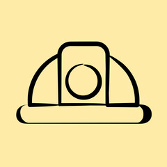 Icon hard hat. Gold mining elements. Icon in hand drawn style.