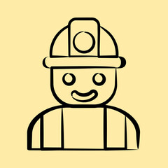 Icon miner. Gold mining elements. Icon in hand drawn style.