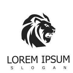 A minimalist black lion head logo symbolizing strength, leadership, and confidence. Ideal for premium brands, business identities