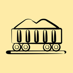 Icon train. Gold mining elements. Icon in hand drawn style.