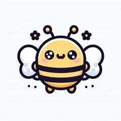 Obraz premium Cute cartoon bee smiling with adorable eyes and antennae.
