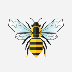Stylized geometric honey bee illustration with polygonal wings.