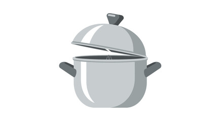 A gray cooking pot with the lid slightly open isolated on white background