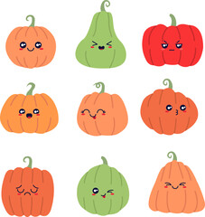 halloween pumpkins with face expression