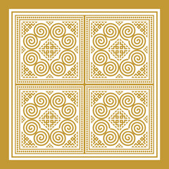 Golden Hmong ethnic pattern, Hmong embroidery pattern design for printing on fabric, background, logo, etc.