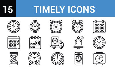 Collection of hand drawn time and calendar related icons