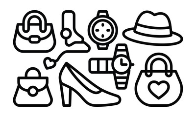 Collection of fashion accessories and handbags