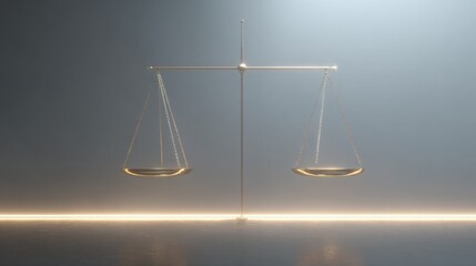 Golden balance scale symbolizing justice equality and fairness in minimal studio lighting perfect for legal branding business and ethical concepts