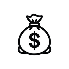 Dollar Bag Silhouette. Banking and Financial Growth Symbol