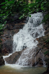Kathu Waterfall in Lush Tropical Jungle, Phuket, Thailand