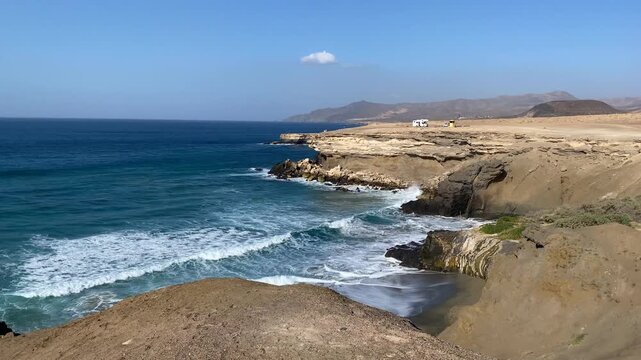 Popular surfer coast in Jandia Nature Reserve