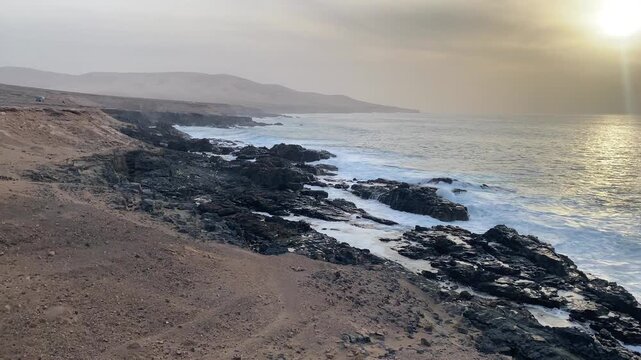 El Cotillo beach, Fuerteventura. It's a popular spot for surfers