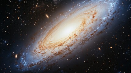 Fototapeta premium The majestic Whirlpool Galaxy, Messier 51, is a spiral galaxy captured in stunning detail, showcasing its prominent central bulge and extended spiral arms.