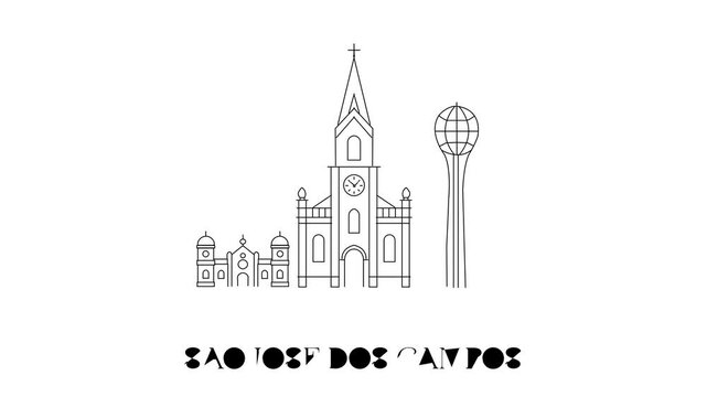Animation Of S&atilde;o Jos&eacute; dos Campos City Line Draw Simple Minimalist