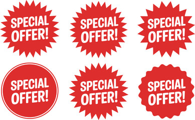 Collection of red special offer sale price tags