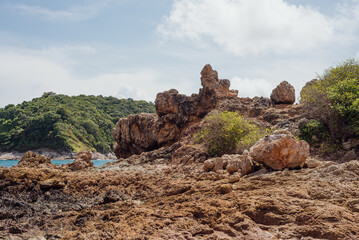 Rock Formations and Coastal Cliffs at Yanui Beach, Phuket, Thailand
