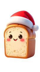 A slice of bread ready for the holidays with a Santa Claus hat, making a cute and charming festive picture