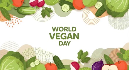 fruits and vegetables illustartion  for world vegan day design. 