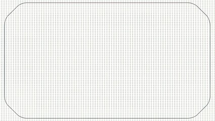 Simplified and minimalistic design featuring a rectangular outline with rounded corners, presented on a fine grid background that suggests precision and structure.
