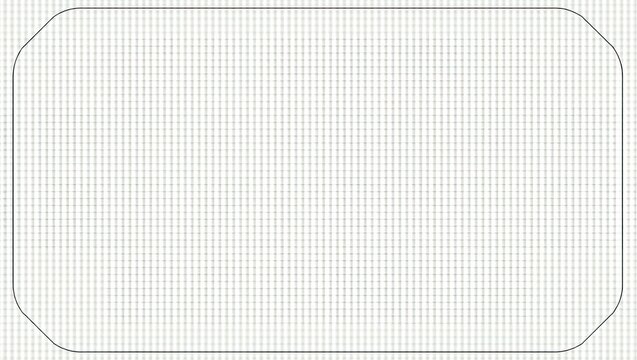 Simplified and minimalistic design featuring a rectangular outline with rounded corners, presented on a fine grid background that suggests precision and structure.