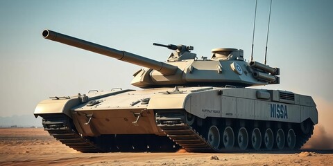 Modern Israeli main battle tank, advanced armor, powerful cannon, idf, desert