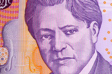 George Enescu a closeup portrait from Romanian money