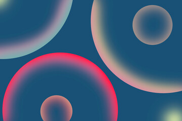 Abstract glowing circles on dark blue background with soft gradient texture