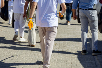 Volunteers collecting garbage from the city streets