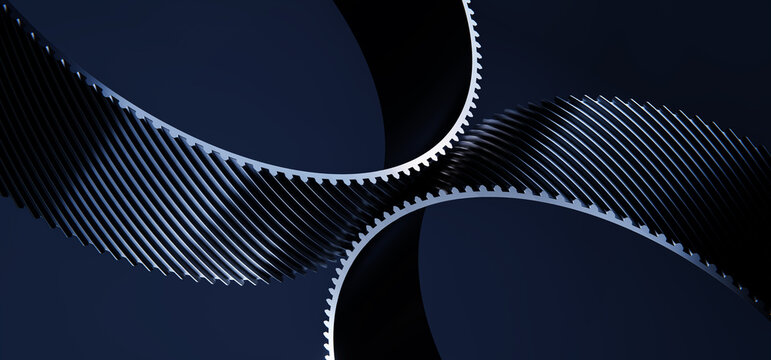 3D Abstract Technology Design with Black Helios Gears on Dark Background